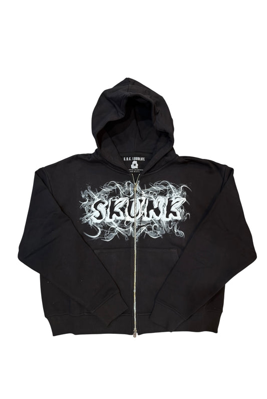 420 Skunk Smoke Zip up hoodie Black/Gray